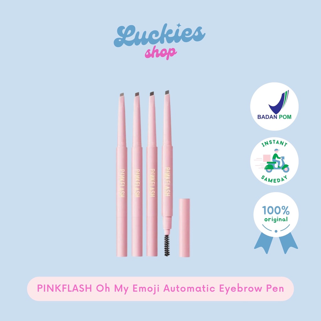 Pinkflash OhMyEmoji Automatic Eyebrow Pen Pencil Lasting 8 jam PFE09 Waterproof Pigmented Easy Blend Soft Durable Fiber Rotating Brush Pensil Alis Halis