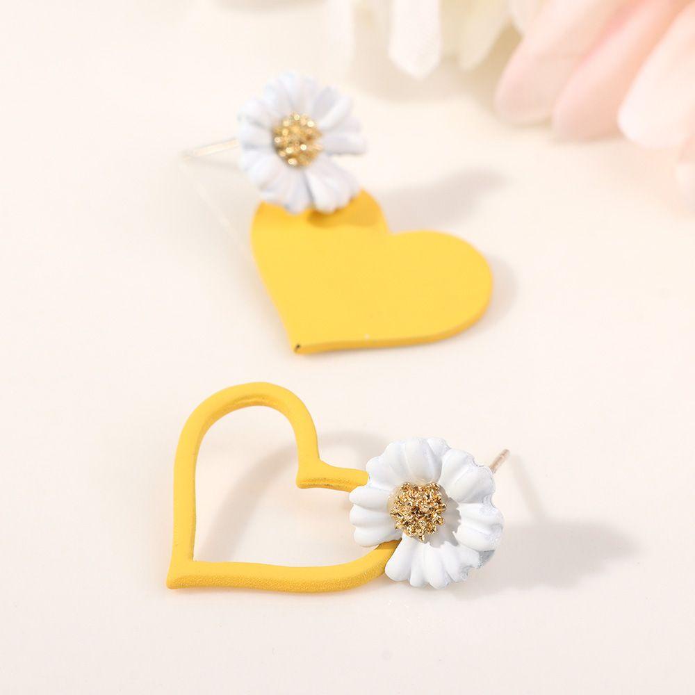 Preva Anting Bunga Daisy Bunga Hadiah Merah Kuning Perhiasan Fashion Manis Ear Stud