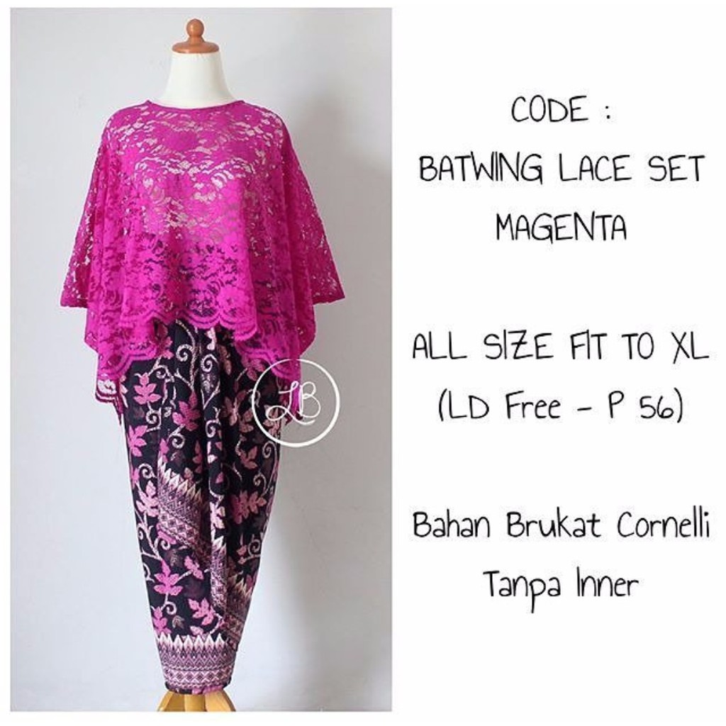 SB Collection Stelan Kebaya Dyah Brukat Blouse Batwing dan Rok Lilit Maxi Batik Wanita