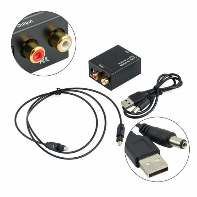 Converter Digital Audio To Rca Konverter DAC Coaxial &amp; Toslink ke RCA TC51800 - Black Grab Med