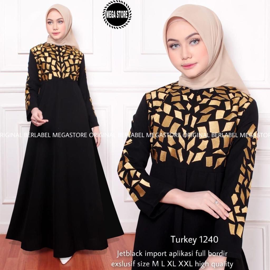 [ABAYA] Gamis Abaya Terbaru - Abaya Turkey - Abaya Turki Hitam ORI by MEGASTORE