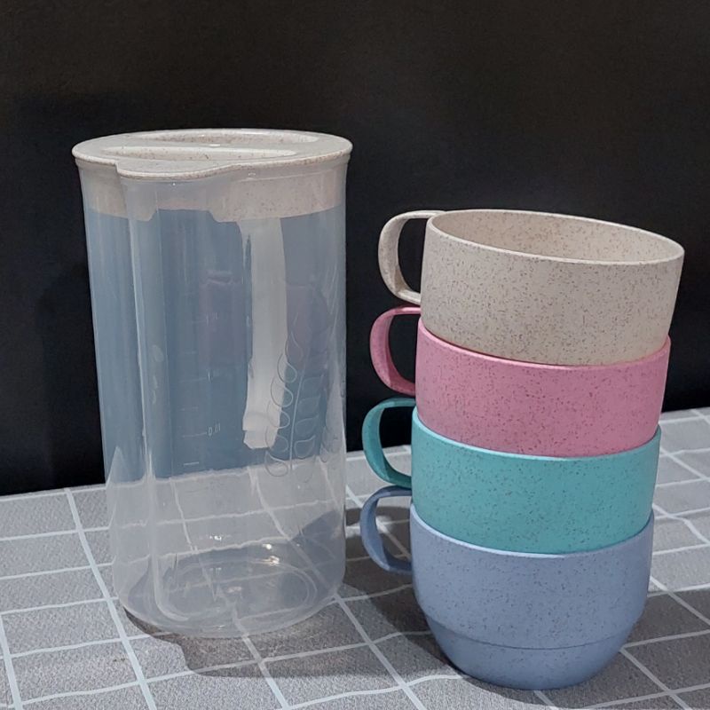 TEKO SET DRINKING WARE SET WARNA WARNI ( GELAS CUP 4PCS/SET )