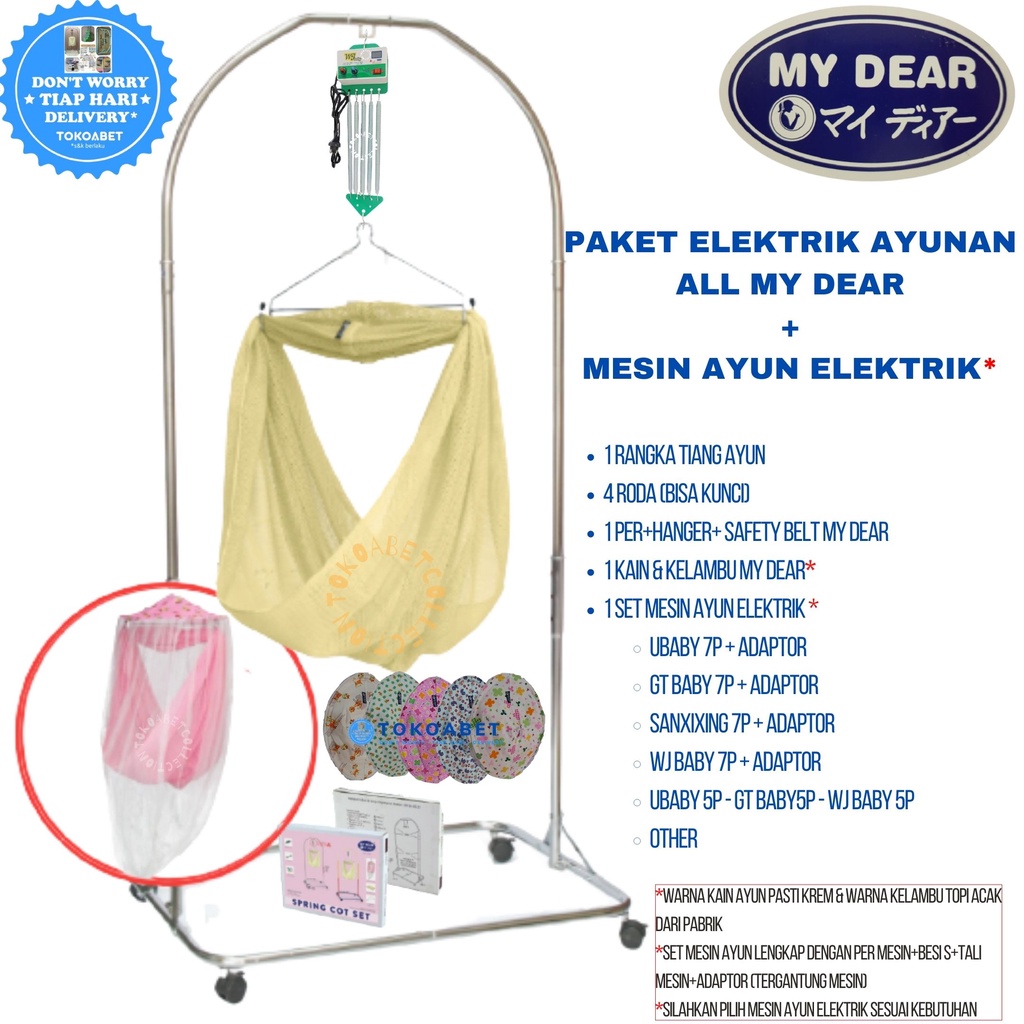 Paket Tiang Ayunan Elektrik Portable UBABY WJBABY GTBABY Tiang MY DEAR Chrome Stainless TOKOABET