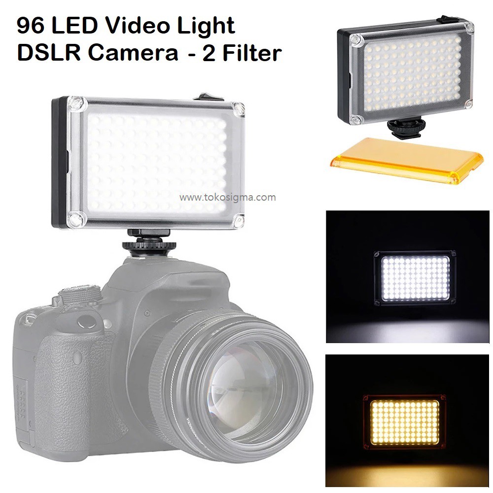 Lampu 96 LED Video Fill Lighting Lamp DSLR Hot Shoe 1/4 Drat Kamera HP