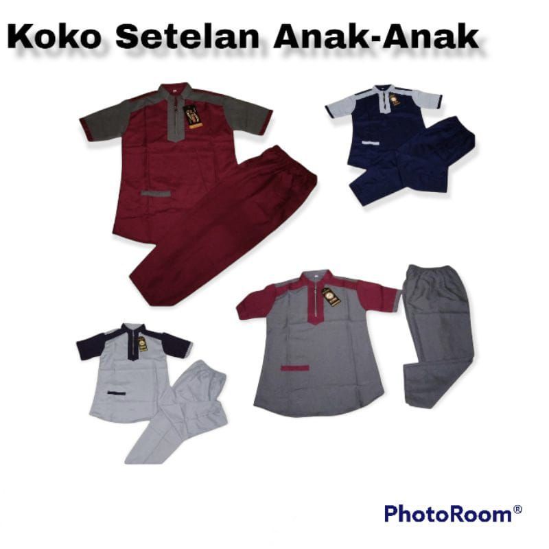 Baju Koko kurta anak laki-laki setelan Koko kurta anak lengan pendek panjang