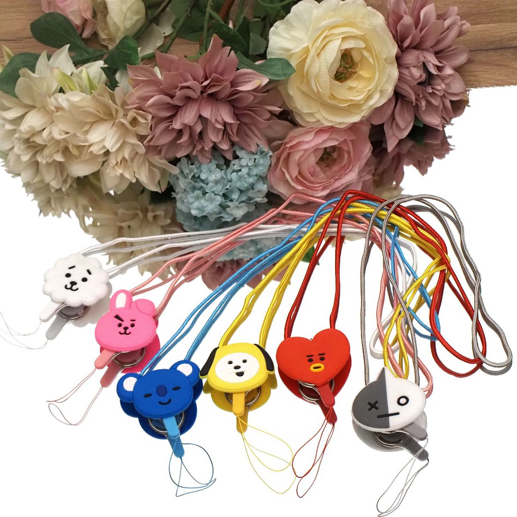 Pop Socket HP BT21 Strap Tali Gantungan Hp Karakter Air Bag Cell Phone Bracket 3D Warna Phone Holder BTS Korea Lucu Aksesoris Handphone