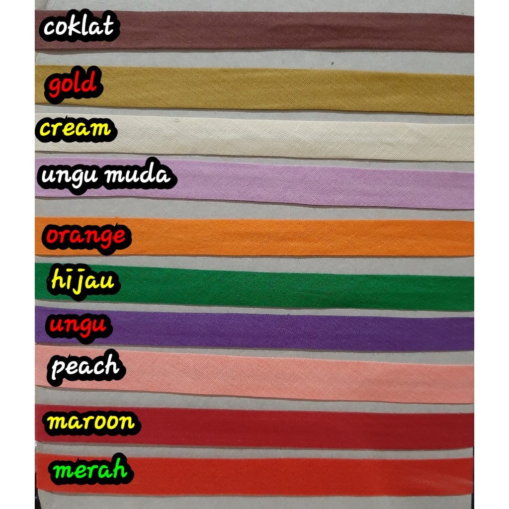 

Bias tape/ bisban untuk lis 1.5cm katun