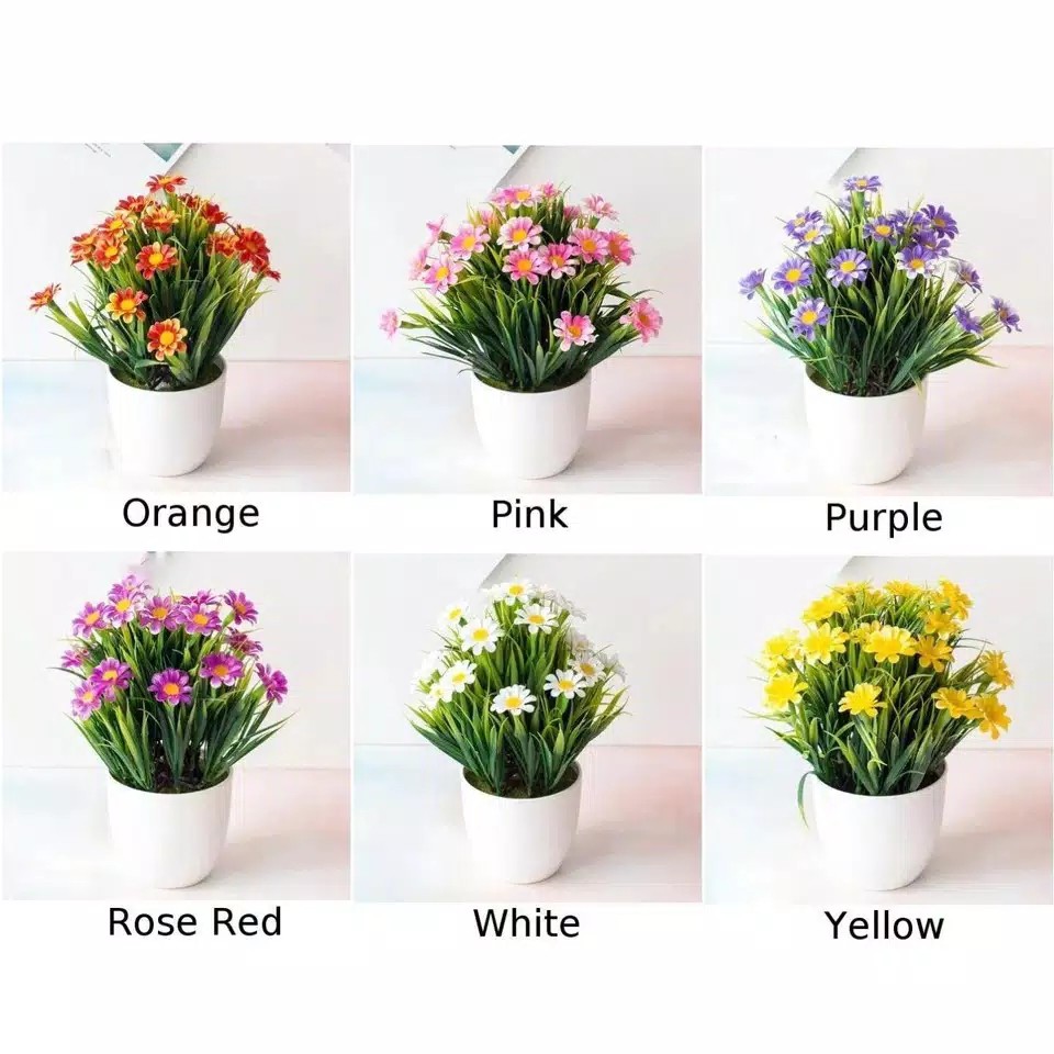 Ornamen Pot Bonsai Pajangan Dekorasi Rumah Tanaman Bunga Hias Plastik Artificial Flower