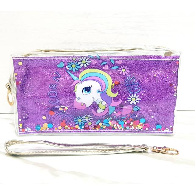 Pouch Kosmetik UNICORN Dompet Tempat Sabun Seleting Plastik
