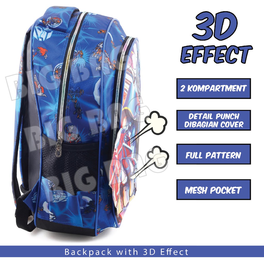 Tas Ransel Anak Laki Laki Karakter - TRANSFORMERS - PUNCH - COOL BACKPACK + FREE  BOTOL