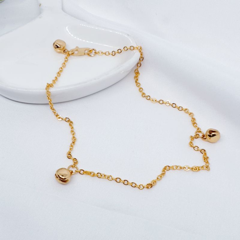 gelang kaki anak &amp; dewasa nori bell gold 17cm- 27,5cm