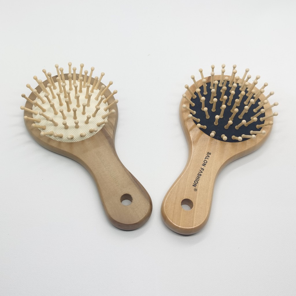 SISIR KAYU KOREA BULAT PREMIUM TAHAN LAMA WOOD COMB SISIR BULAT KECIL LUCU