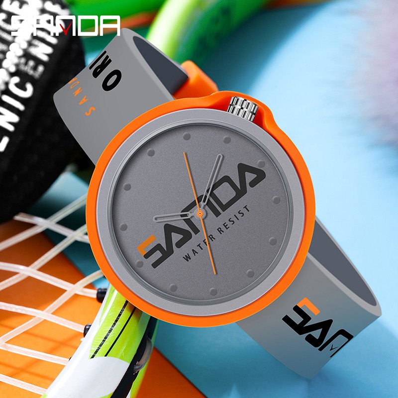 SANDA 3200 Jam Tangan Pria Wanita Analog Tali Silicone Anti Air WATCHKITE WKOS