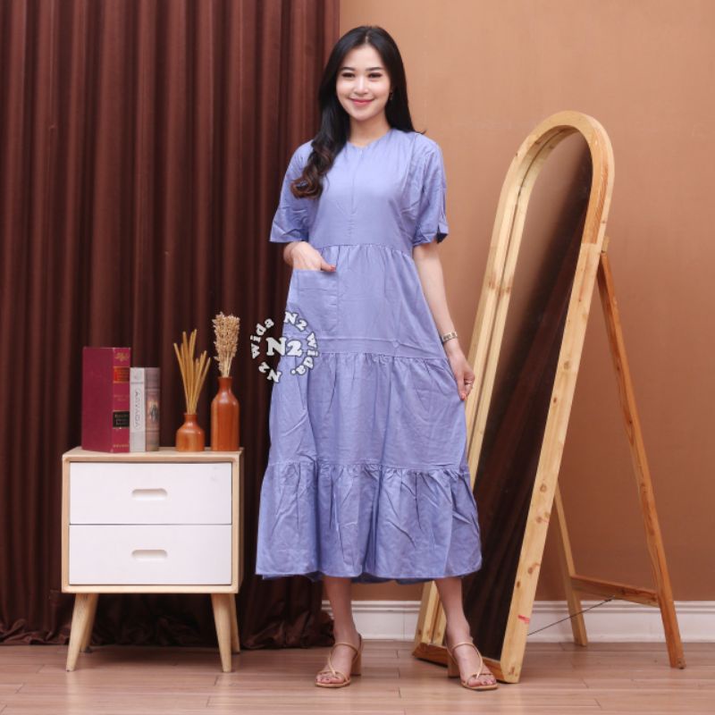 inner dress maxi dress rayon premium dress susun kantong depan LD 110 PB 120