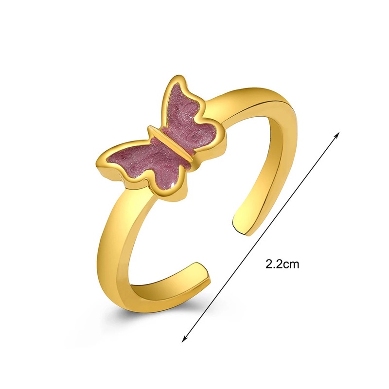 Cincin Model Terbuka Adjustable Desain Butterfly Enamel Untuk Wanita