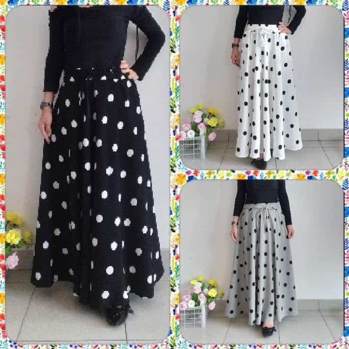 Ready Stok rok kulot wanita rok payung rok polkadot rok panjang wanita PROMO