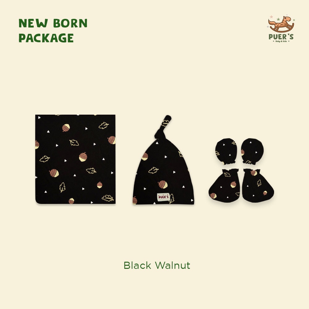 NEWBORN PACKAGE (SWADDLE SET) BLACK WALNUT