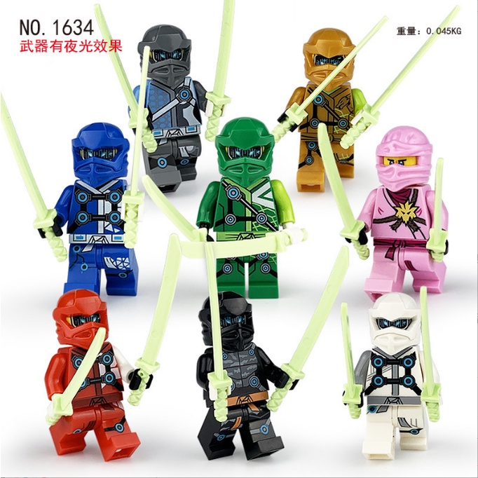 8pcs Ninjago Minifigures Mini Mainan Golden Ninja Action Figure Edukasi Anak Blok Bangunan Mainan Hadiah