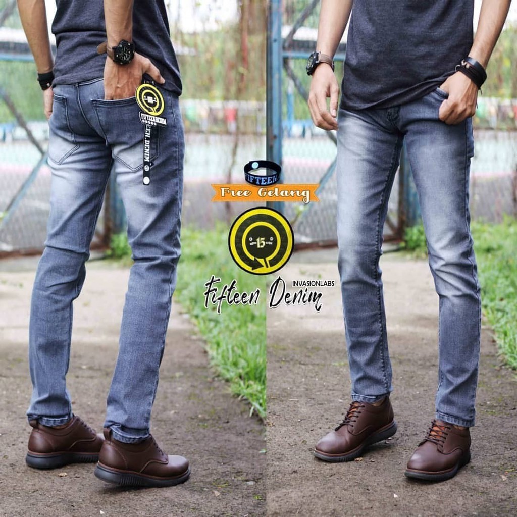 Terlaris ! Celana jeans denim panjang pria reguler slimfit distro original FIFTY ONE DENIM