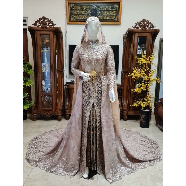 KEBAYA BELAH FULL PAYET MEWAH BEREKOR//GAUN WEDDING MEWAH MODERN