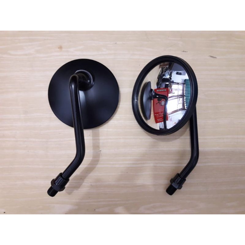 Spion motor bulat kecil classic grand suara c70 cb 100 gl 100-HITAM DRAT HONDA
