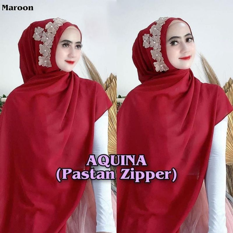 HIJAB PASTAN AQUINA ZIPPER BUNGA COCOK UNTUK PESTA-1