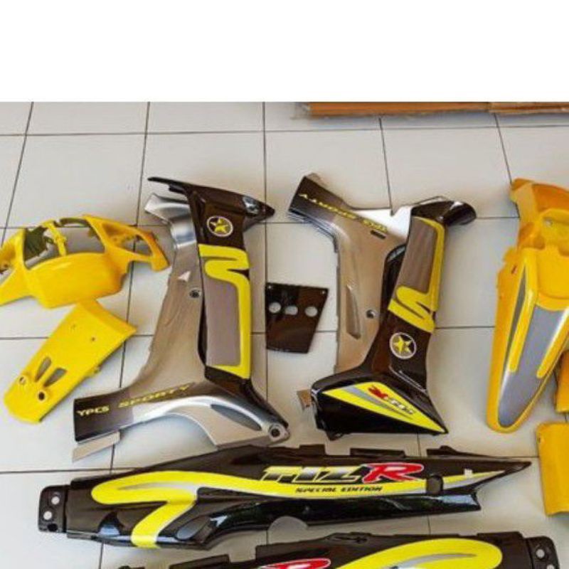 Full cover Body Halus Depan Belakang F1ZR Caltex - Hitam Kuning Silver FullSet