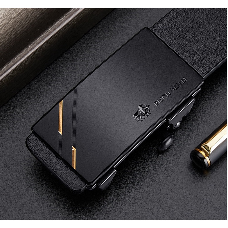 Ikat Pinggang Pria Kulit Asli Bison Denim Original Auto Luxury Strap