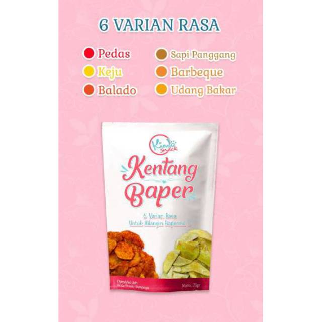 

Cemilan Kentang Murah Baper Kripik Kentang Pedas Makanan Instan Kentang 75 gram