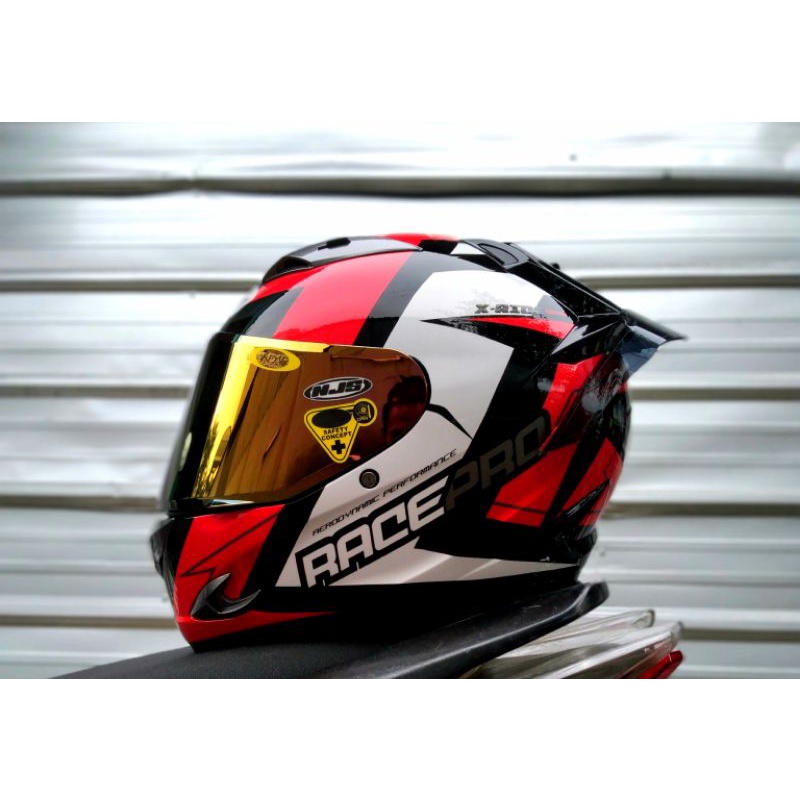 HELM GM FULLFACE RESPRO PAKET GANTENG FLAT VISOR WITH SPOILER-Paketganteng