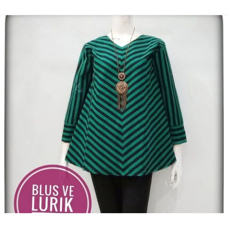 Blus Tenun  Lurik Bisa Reques ukuran