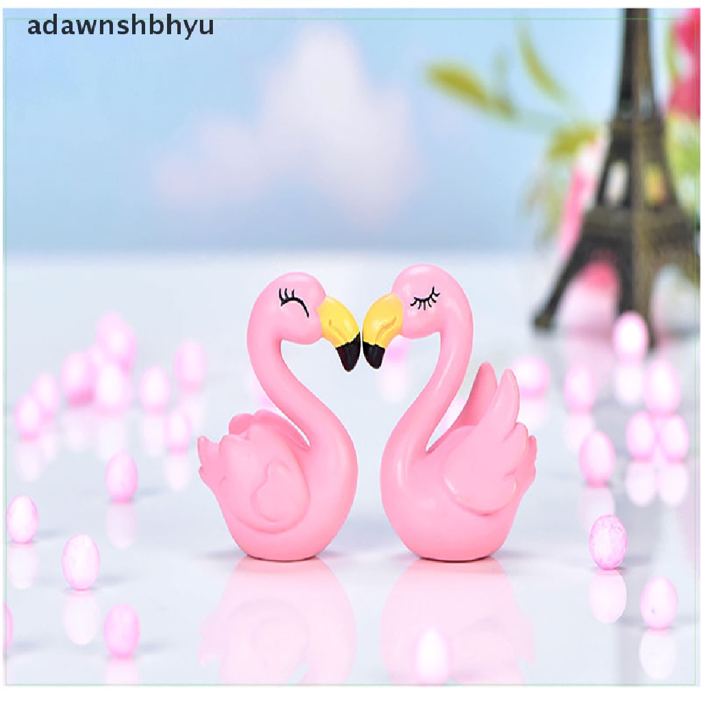 [adawnshbhyu] 1pasang Resin Flamingo Miniatur Pemandangan Bonsai Berdaging Dekorasi Taman Hadiah