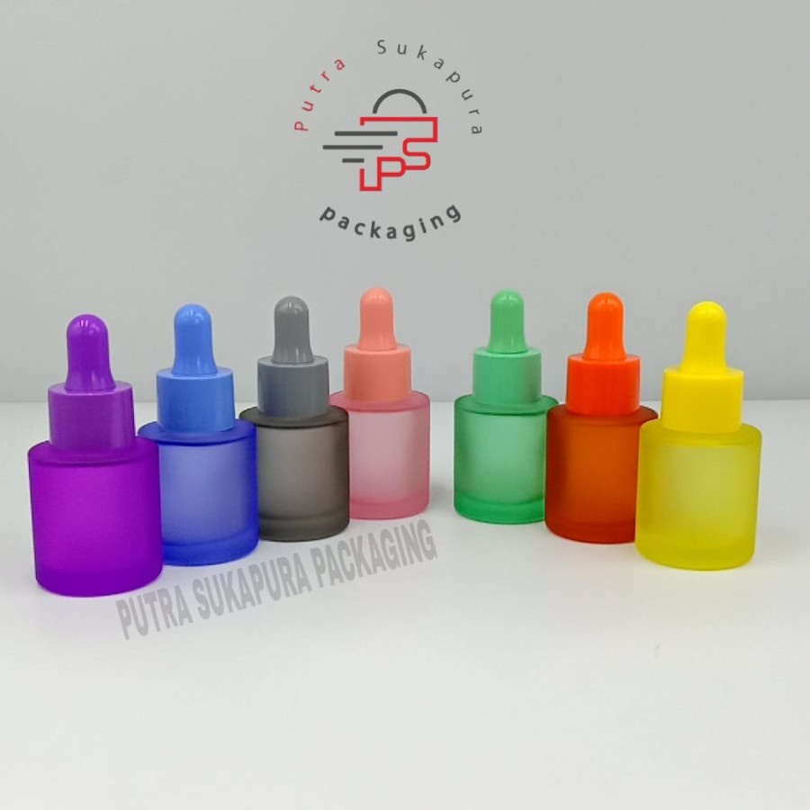 Botol pipet frosted 20ml/Botol pipet serum/Botol serum kaca 20ml warna