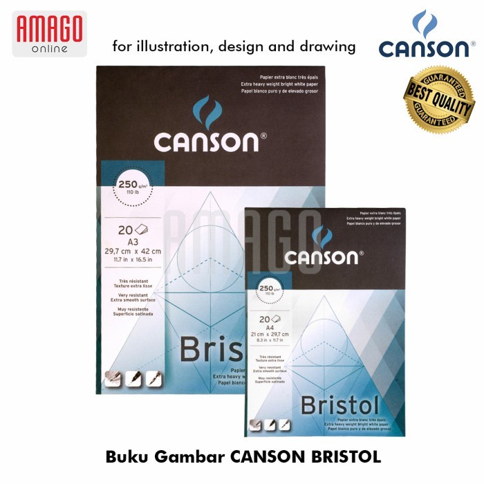 Buku Gambar CANSON Illustration Bristol A3 - 20 Sheets - 250 gsm - Pad - 200457121