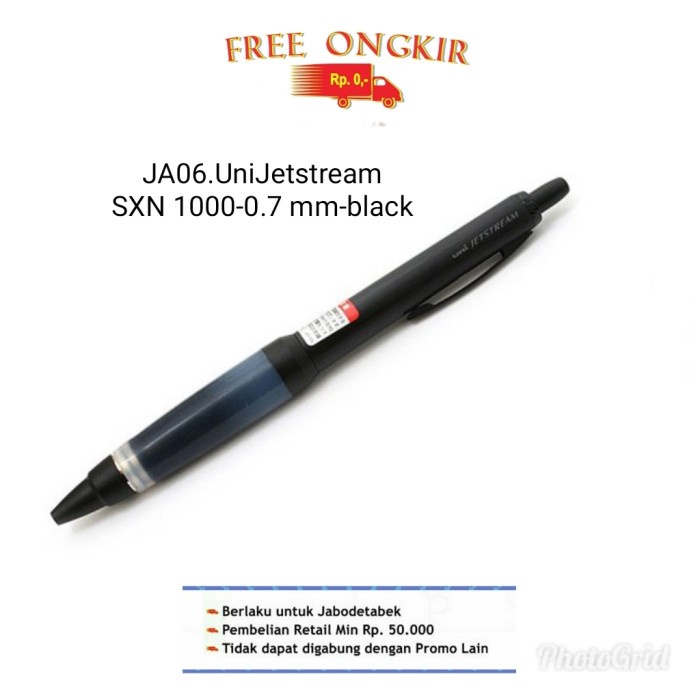 

Pulpen - Ja06. Uni Jetstream Sxn-100-0.7 Mm- Blackjip