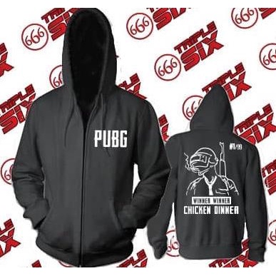 Jaket Hoodie Zipper PUBG Winner Winner Chicken Dinner