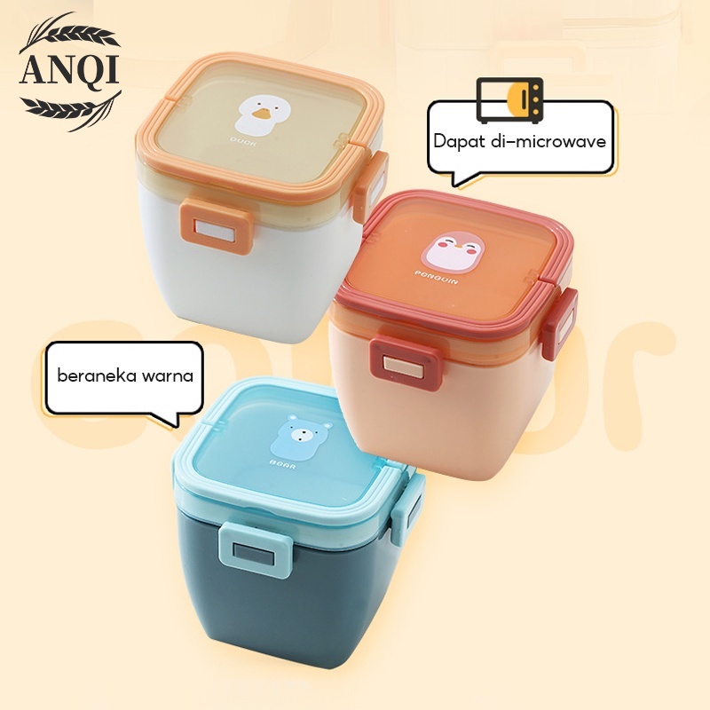 ANQI 1888 Kotak Bekal Makan Siang Bahan Jerami Rectangular Lunch Box Kotak Makan Tempat Bekal Makanan