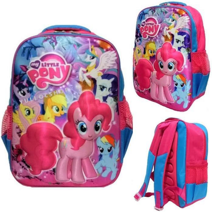 TAS SEKOLAH ANAK PEREMPUAN SD LITTLE PONY 3D GAMBAR TIMBUL - PONY PELANGI