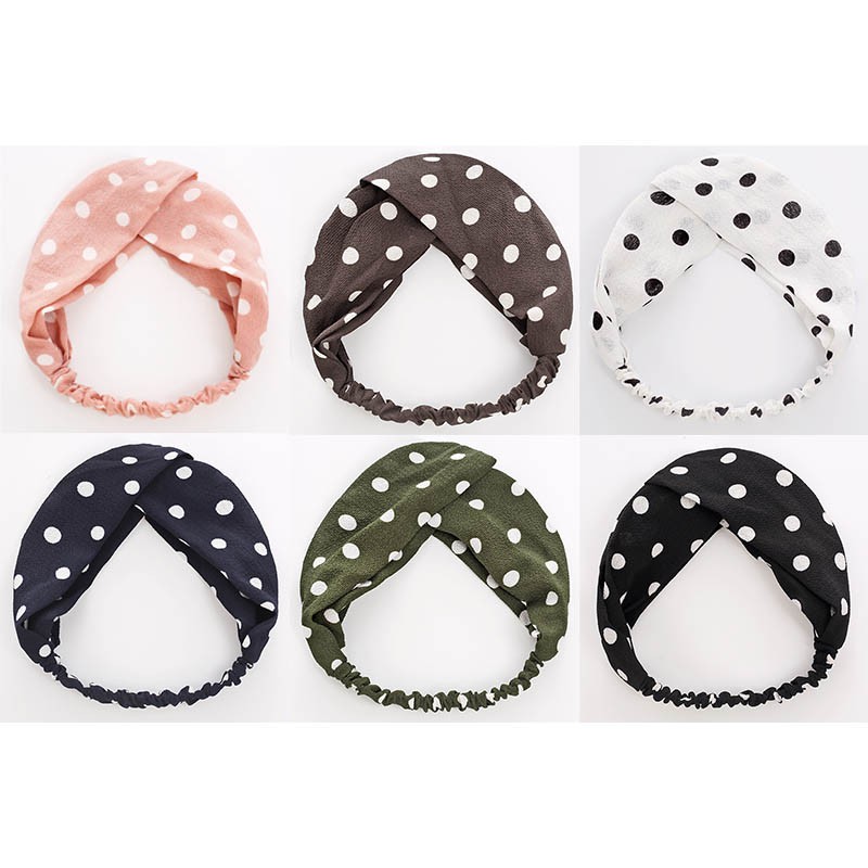 OVERFLOWS.ID ✿ Bando Korea Bandana Fashion Murah Motif Bunga Vintage Garis Polkadot