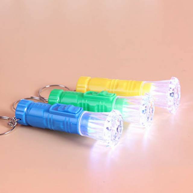 senter mini LED flashlight plastik kecil portable super terang include batre