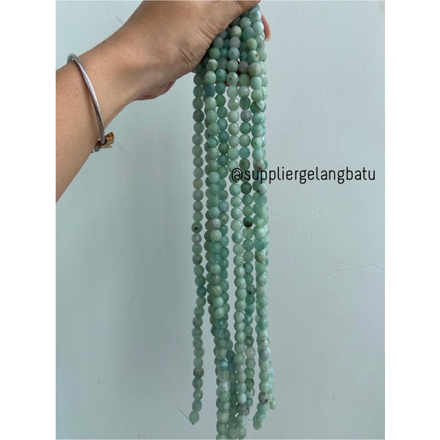 bahan Green Jade CUTTING 10mm renceng hijau putih batu gelang kalung craft kerajinan tangan etnik vintage bali