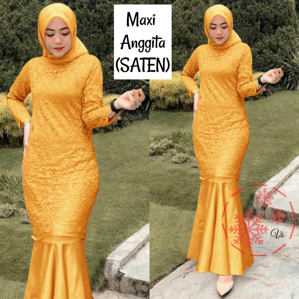 GAMIS BRUKAT MAXI ANGGITA MUSLIM FASHION KEKINIAN DRESS PESTA TERBARU COD