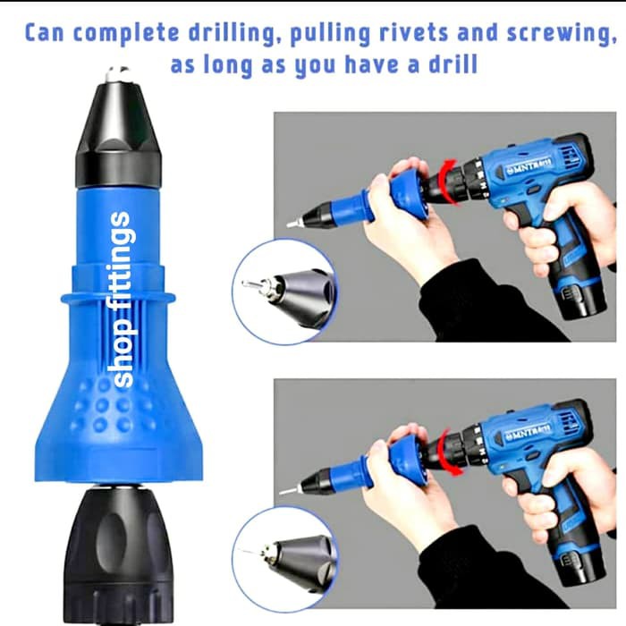 TERLENGKAP ELECTRIC RIVET GUN ADAPTOR ALAT ADAPTER PAKU KELING BOR BATERAI BENZ