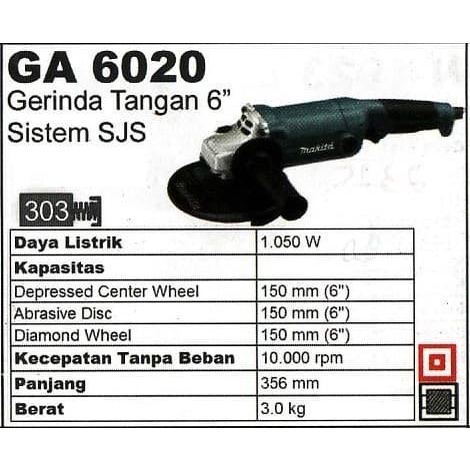 MESIN GERINDA TANGAN MAKITA GA6020 6 INCH
