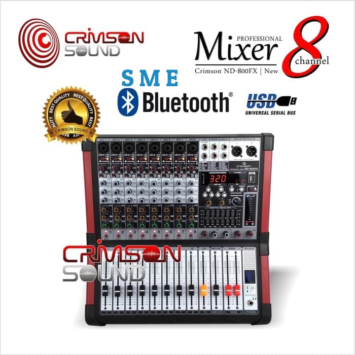MIXER CRIMSON 8 CHANNEL BLUETOOTH 320 DSP ND-800FX