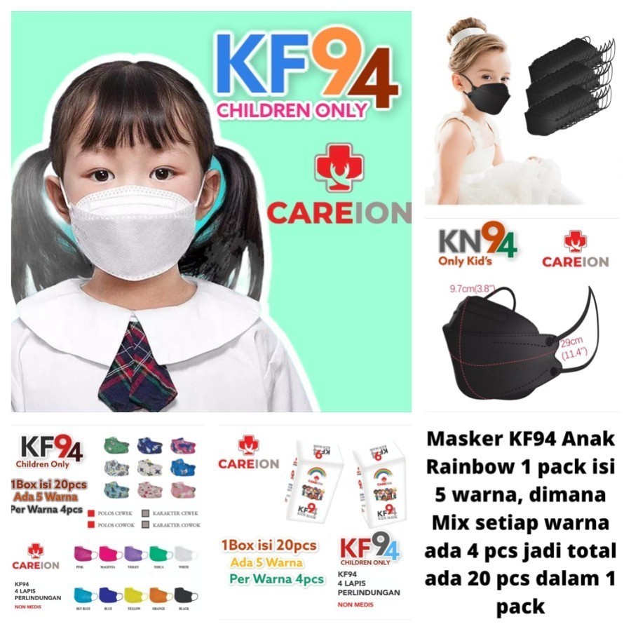 Masker KF94 Anak Rainbow KARAKTER KF 94 Warna Warni Karakter Anak