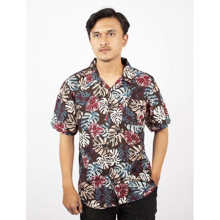 FORTGLASS HAWAI ASTER KEMEJA PRIA BAJU PANTAI COWO BALI REGGAE COWO PENDEK SANTAI RAYON HALUS