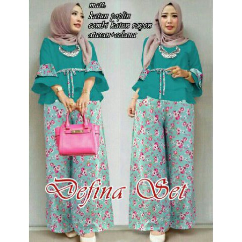 RN Defina Set Tosca Baju Setelan Muslim Wanita Fashion Hijab Kekinian