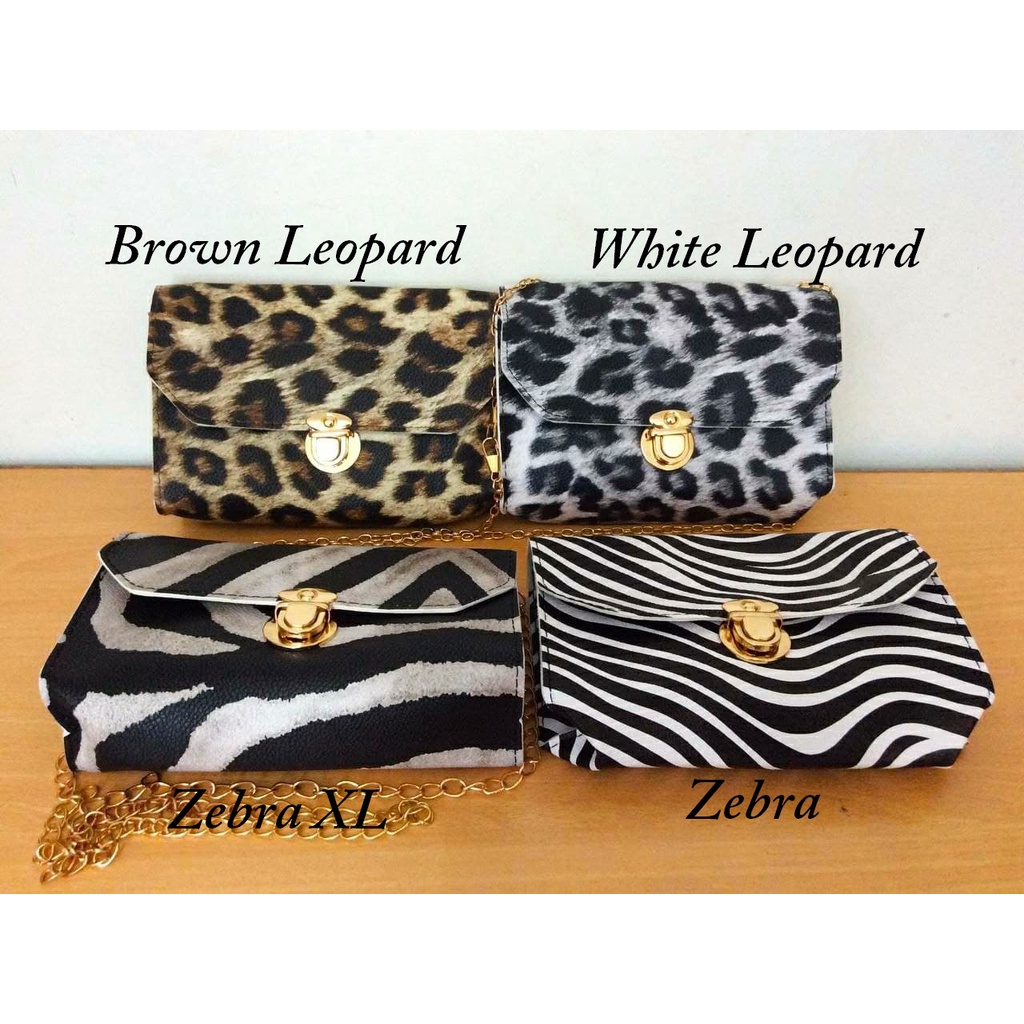 Tas Selempang Zebra Leopard Rantai Tas Mini Women Sling Bag Import Tas Selempang Import Wanita Motif
