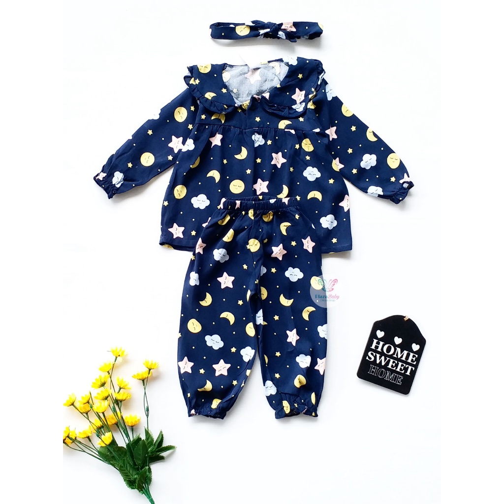 Plazababyku MX CHERYL RAYON setelan bayi motif bunga yang lucu free ikat headband